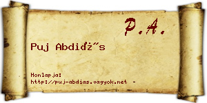 Puj Abdiás névjegykártya